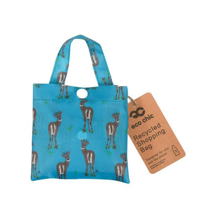 Eco Chic Lightweight Foldable Reusable Shopping Bag (Deer Blue)