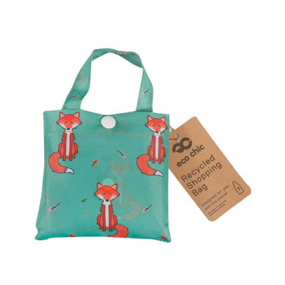 Eco Chic Lightweight Foldable Reusable Shopping Bag (Foxes Green)