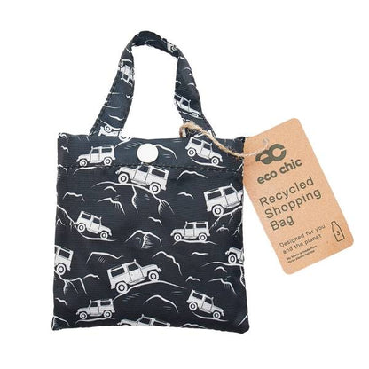 Eco Chic Lightweight Foldable Reusable Shopping Bag (Landrover Black)