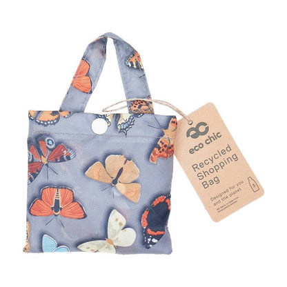 New Eco Chic 100% Recycled Foldable Butterfly Print Reusable Shopper Bag [EC-A41GY]