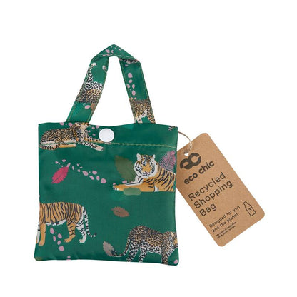 Eco Chic Lightweight Foldable Reusable Shopping Bag (Big Cat Green)