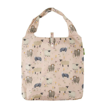 Eco Chic Lightweight Foldable Reusable Shopping Bag (Realism Sheep Beige)