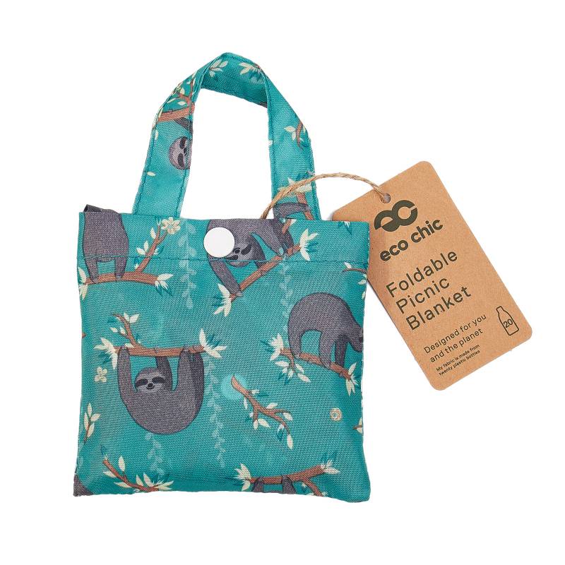 New Eco Chic 100% Recycled Foldable Sloth Print Reusable Shopper Bag [EC-A47BU]