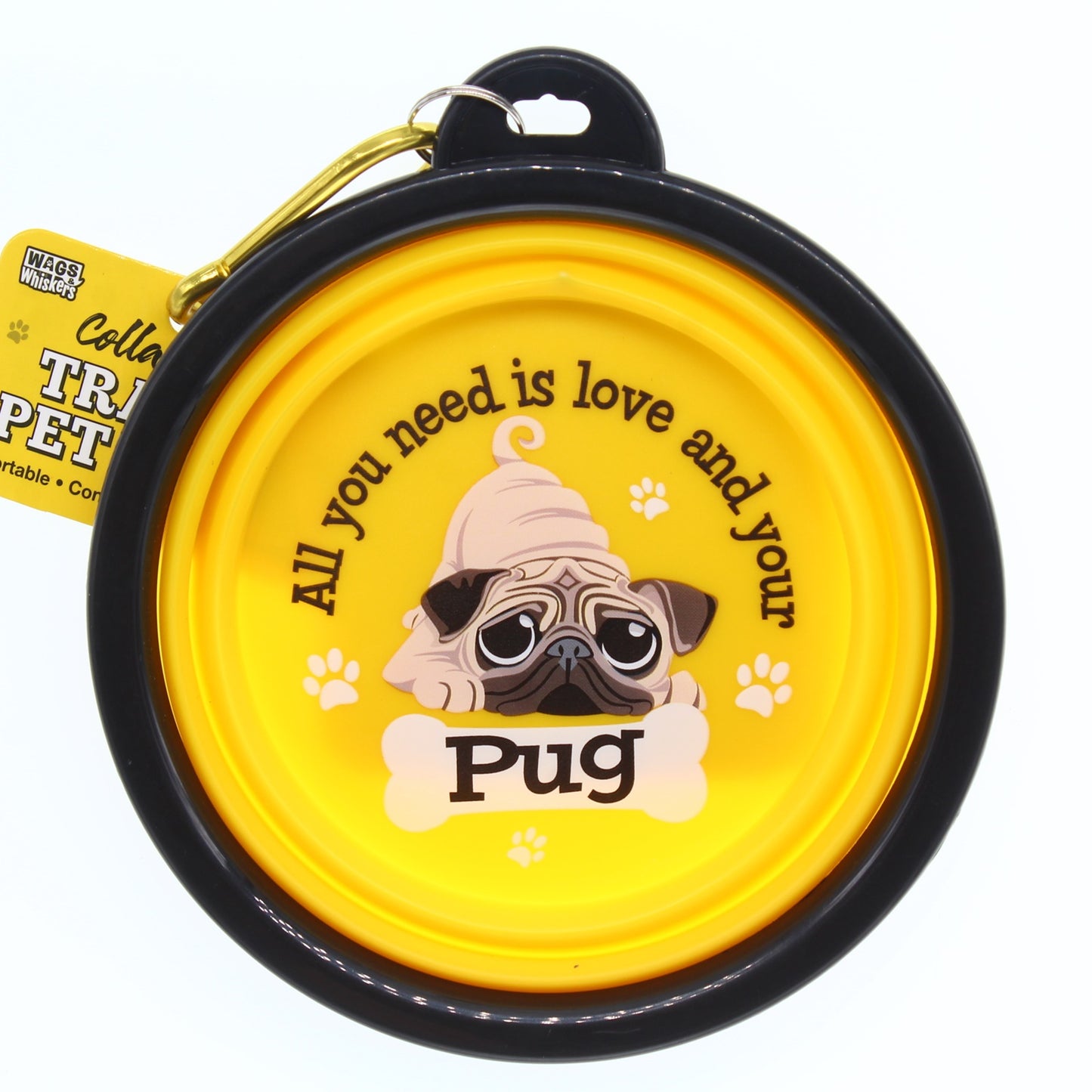 PUG COLLAPSIBLE TRAVEL DOG BOWL GIFT