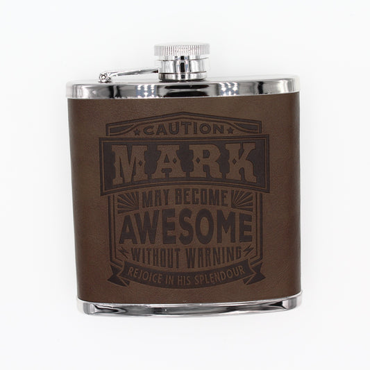 Top Bloke Mens Gift Hip Flask for Him -  Treat for "Mark"