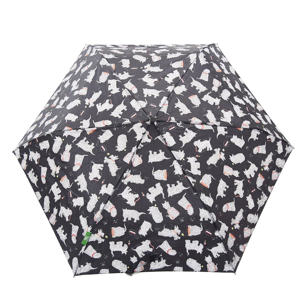 Eco Chic Compact Mini Umbrella/Handbag Brolly (Scatty Scotty - Black)?