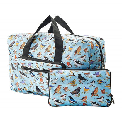 Eco Chic Lightweight Foldable Holdall Wild Birds (Blue)