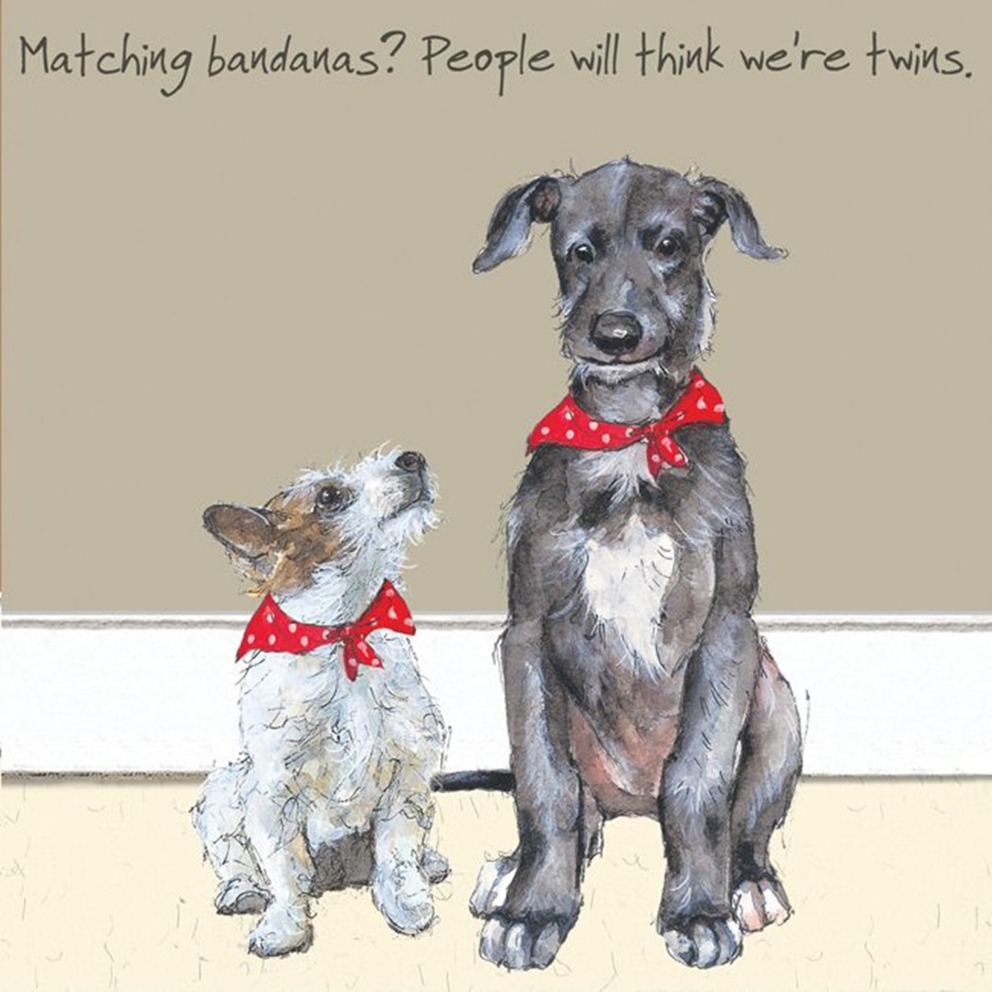 Scottish Deerhound & Terrier Greeting Card - Twins.