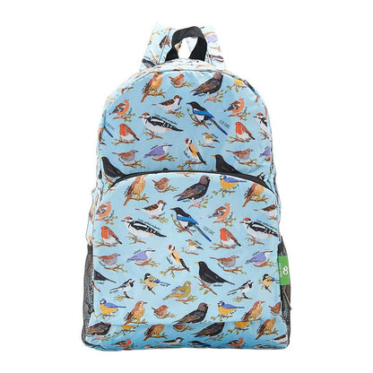 Eco Chic Lightweight Foldable Backpack (Wild Birds Blue)