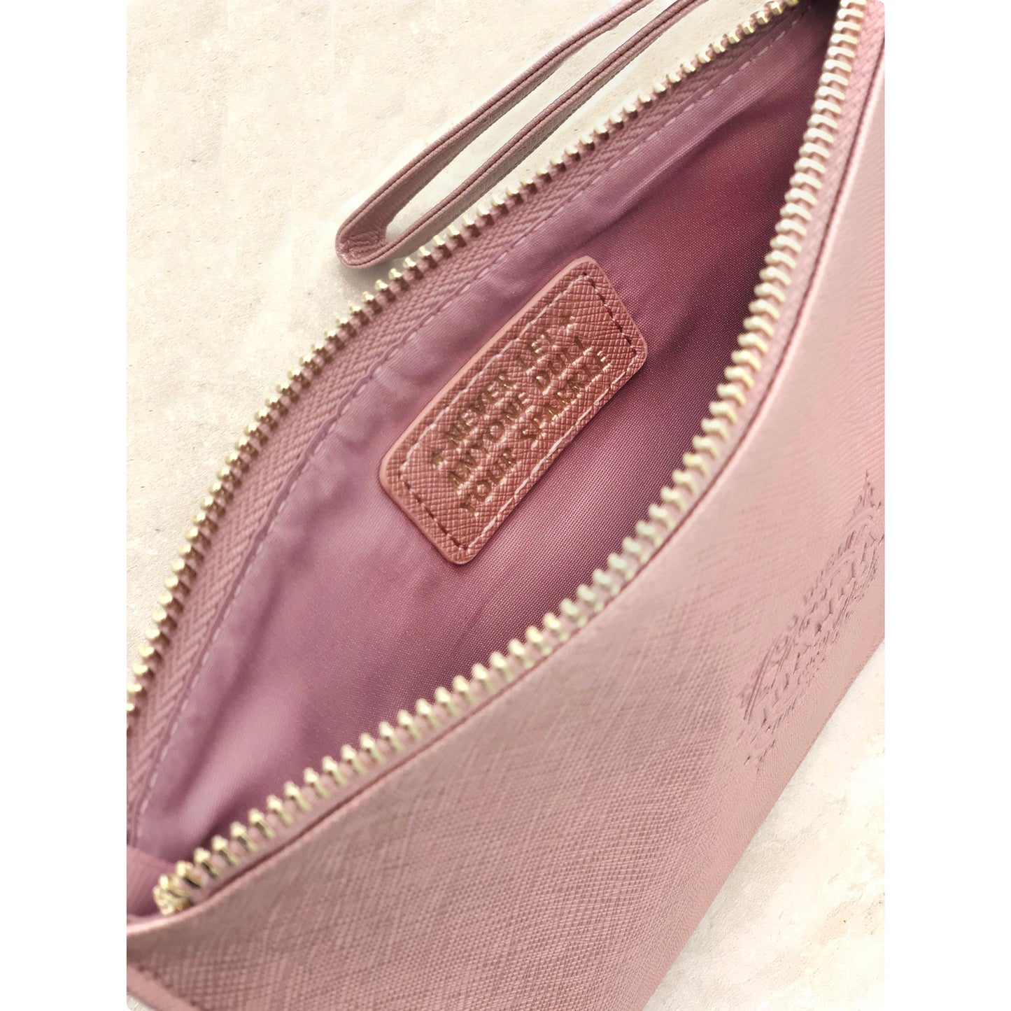 Clutch Bag With Handle & Embossed Text "Angela"