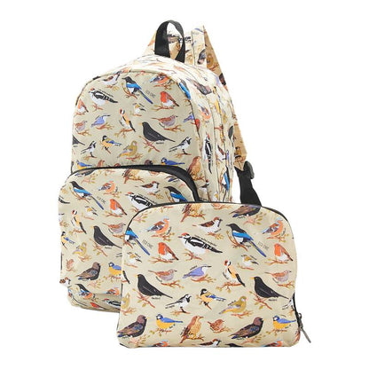 Eco Chic Lightweight Foldable Backpack (Wild Birds Green)