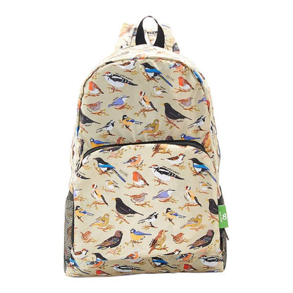 Eco Chic Lightweight Foldable Backpack (Wild Birds Green)