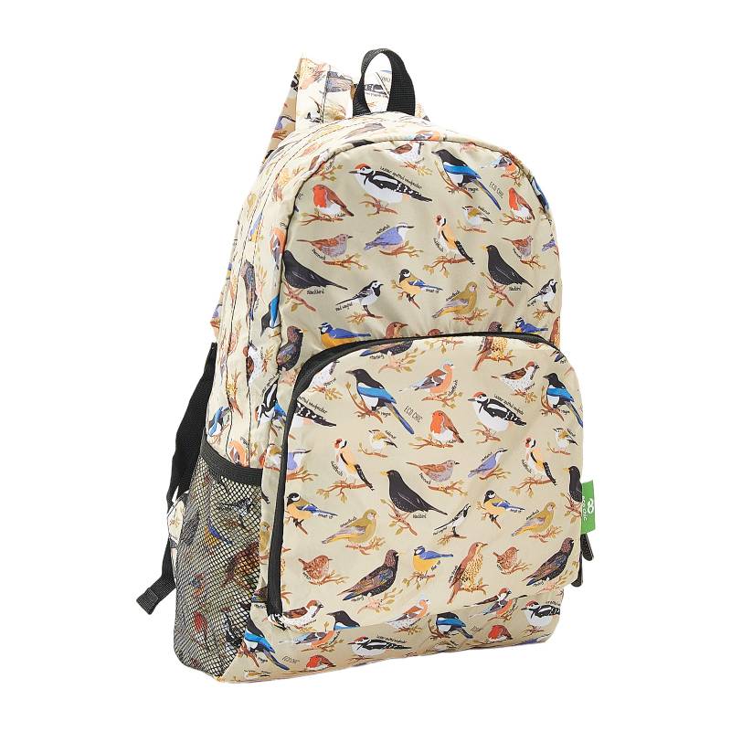 Eco Chic Lightweight Foldable Backpack (Wild Birds Green)