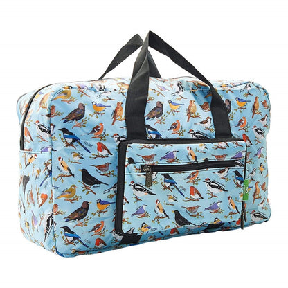 Eco Chic Lightweight Foldable Holdall Wild Birds (Blue)