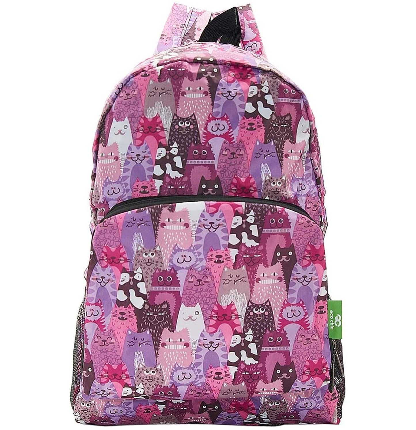 Eco Chic Lightweight Foldable Backpack (Stacking Cats Purple)