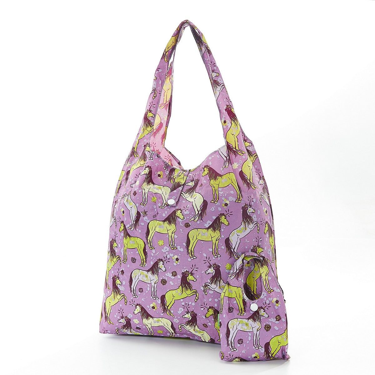 Shopper Bag by Eco Chic - Unicorn Print - Purple