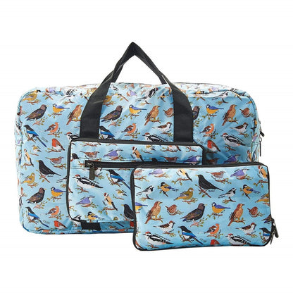 Eco Chic Lightweight Foldable Holdall Wild Birds (Blue)