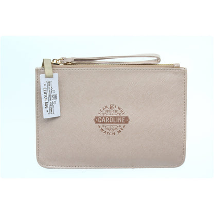 Clutch Bag With Handle & Embossed Text "Caroline"