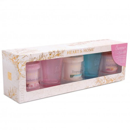 Heart & Home SUMMER VOTIVES - GIFT SET 3 candles 2 holders