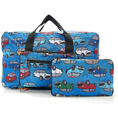 Eco Chic Recycled Cabin Approved 30 Litre Foldable Holdall (Mini Car - Blue)