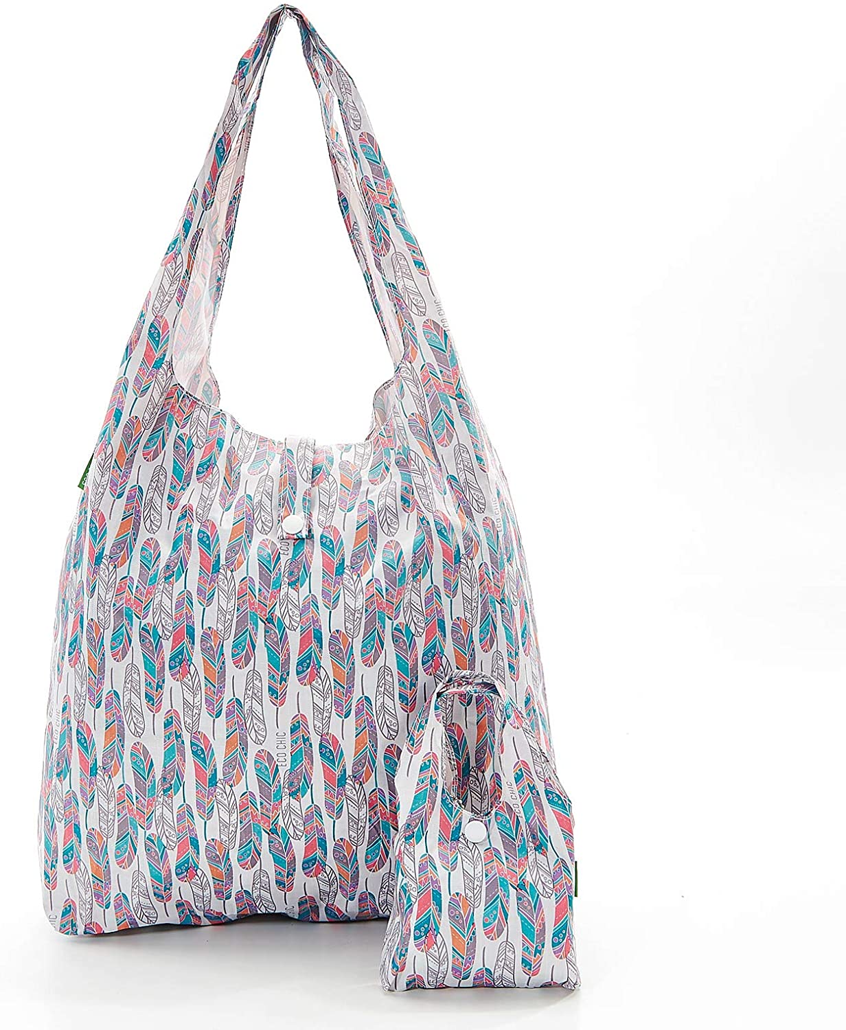 White Feather Foldable Shopper By Eco Chic