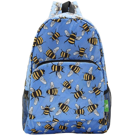 Eco Chic Lightweight Foldable Backpack (Bees Blue)