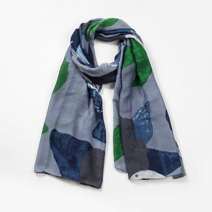 Beth Grey/Lush Flower Print Scarf Made From Recycled Bottles