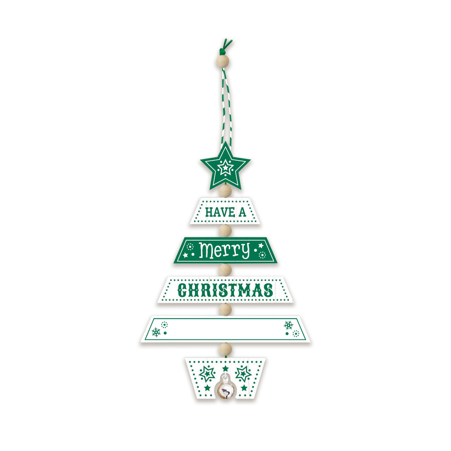 HH- Xmas Tree Decoration - Merry Xmas Gr/Wh