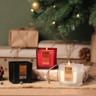 H & H Mini candle gift set allspice & Vanilla, spice apple & Cinnamon, crackling wood fire