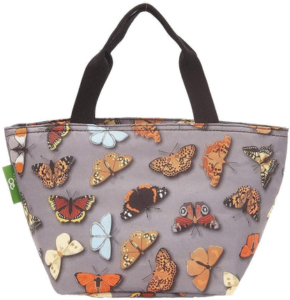 Eco Chic Lightweight Foldable Lunch Bag (Wild Butterflies Grey)