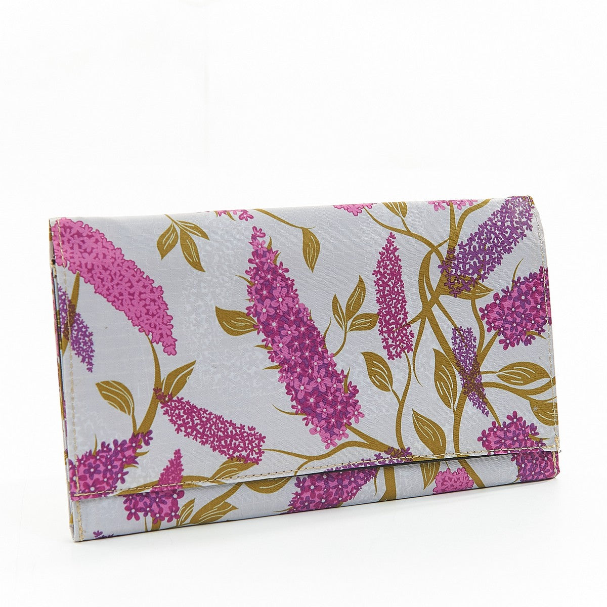 Travel Document Wallet by Eco Chic Waterproof & Durable Fabric Buddleia Design - Grey