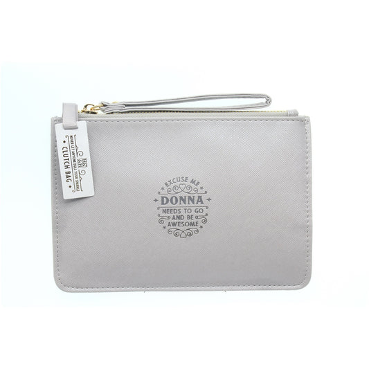 Clutch Bag With Handle & Embossed Text "Donna"